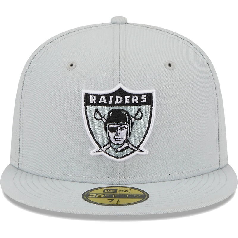 Men's New Era Gray Las Vegas Raiders Throwback Main 59FIFTY Fitted Hat