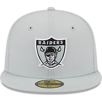 Men's New Era Gray Las Vegas Raiders Throwback Main 59FIFTY Fitted Hat