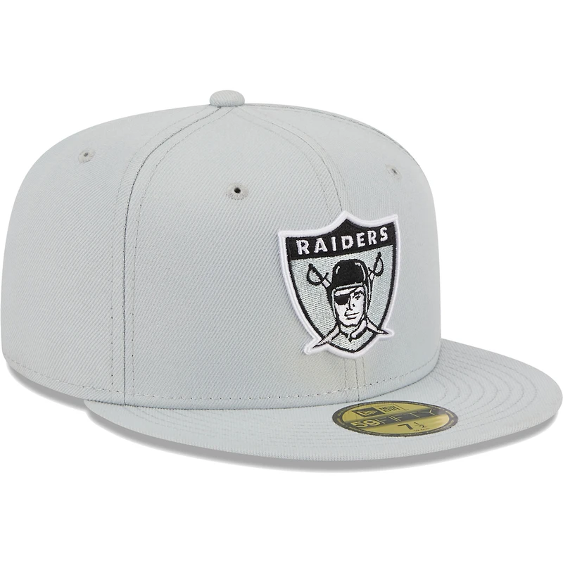 Men's New Era Gray Las Vegas Raiders Throwback Main 59FIFTY Fitted Hat