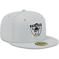 Men's New Era Gray Las Vegas Raiders Throwback Main 59FIFTY Fitted Hat