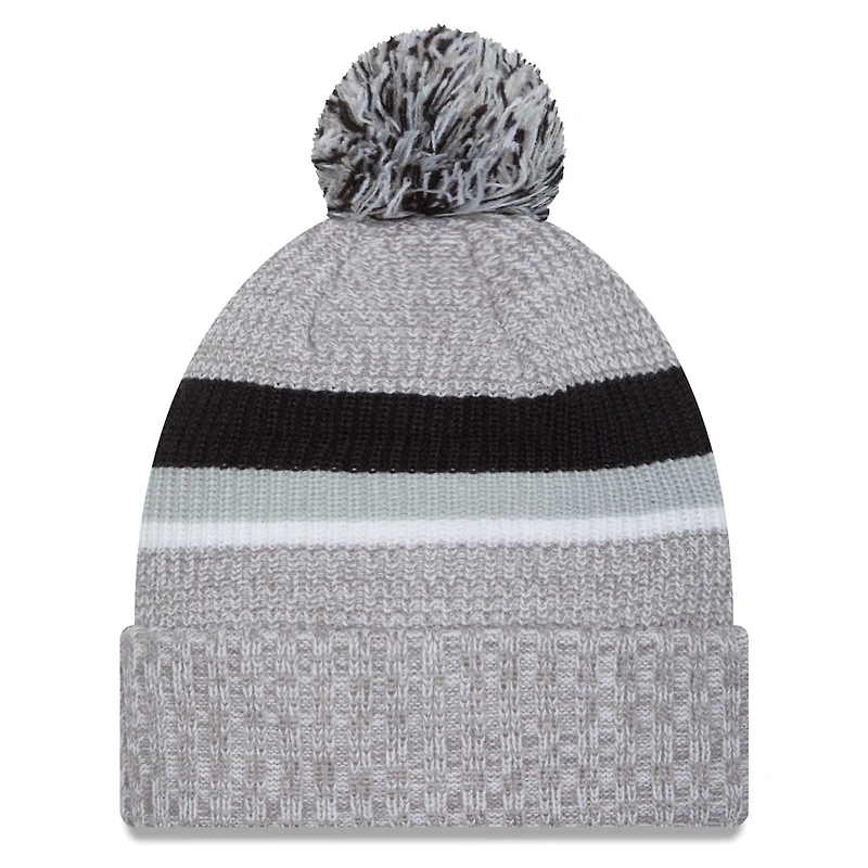Men's New Era Heather Gray Las Vegas Raiders Cuffed Knit Hat with Pom