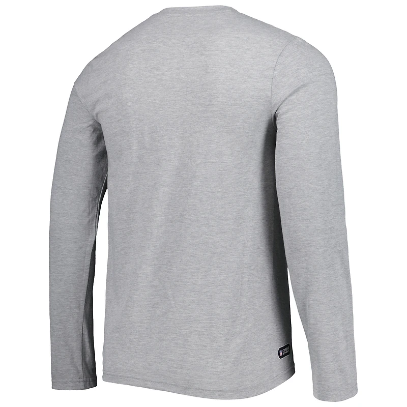 T-shirt à manches longues pour homme Las Vegas Raiders Combine Authentic Red Zone New Era gris chiné