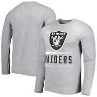 T-shirt à manches longues pour homme Las Vegas Raiders Combine Authentic Red Zone New Era gris chiné