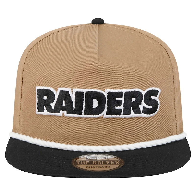 Casquette Snapback Desert Golfer des Las Vegas Raiders de New Era pour homme, kaki/noir