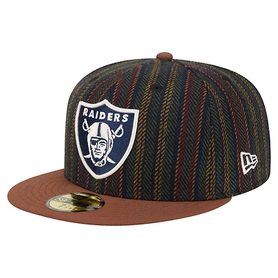 Casquette ajustée à chevrons vintage 59FIFTY des Las Vegas Raiders de New Era pour homme