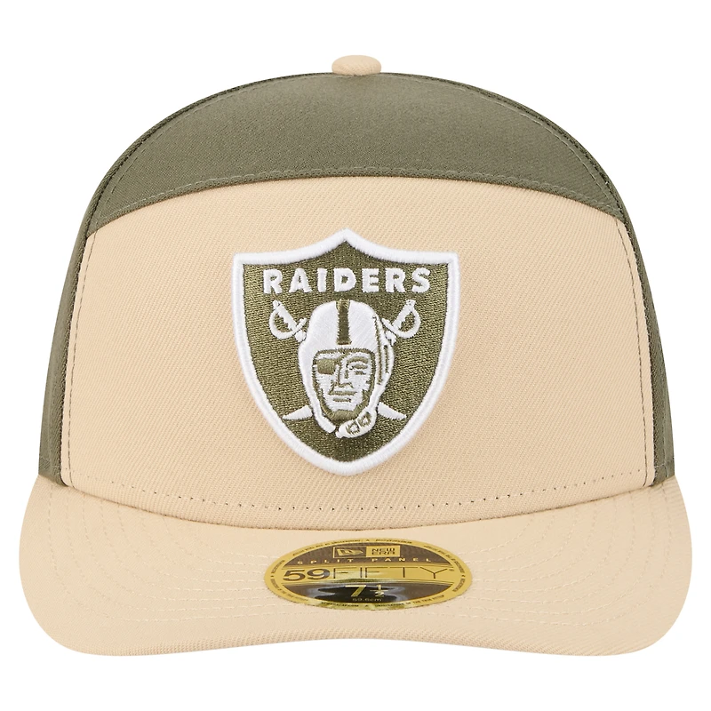 Men's New Era Light Beige/Olive Las Vegas Raiders Two-Tone Color Pack Split Panel 59FIFTY Fitted Hat