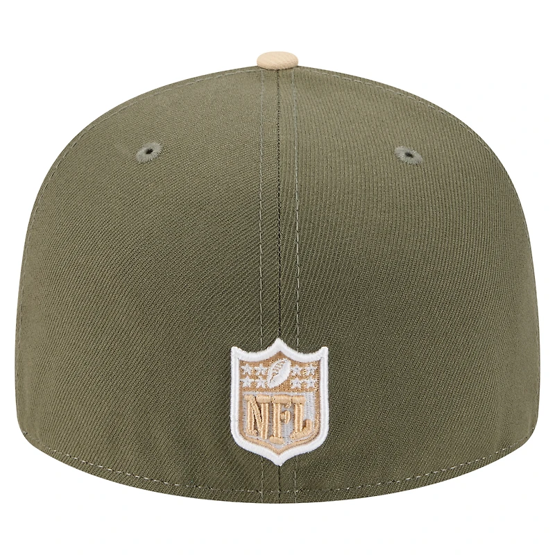 Men's New Era Light Beige/Olive Las Vegas Raiders Two-Tone Color Pack Split Panel 59FIFTY Fitted Hat