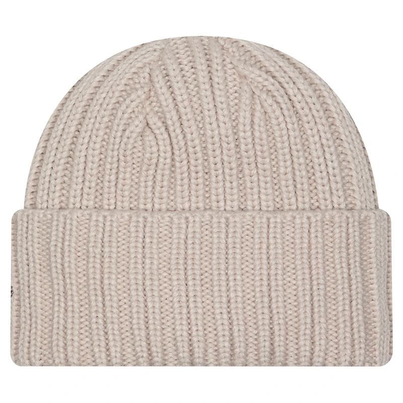 Bonnet en tricot à revers beige clair avec logo appliqué des Las Vegas Raiders de New Era pour homme