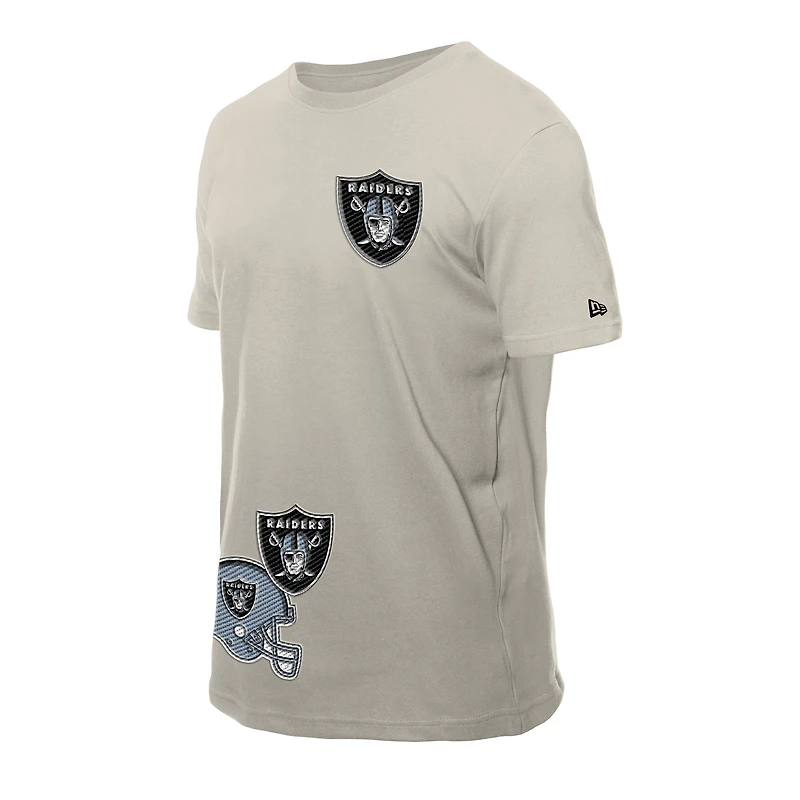 Men's New Era Light Beige Las Vegas Raiders Multi Patch T-Shirt