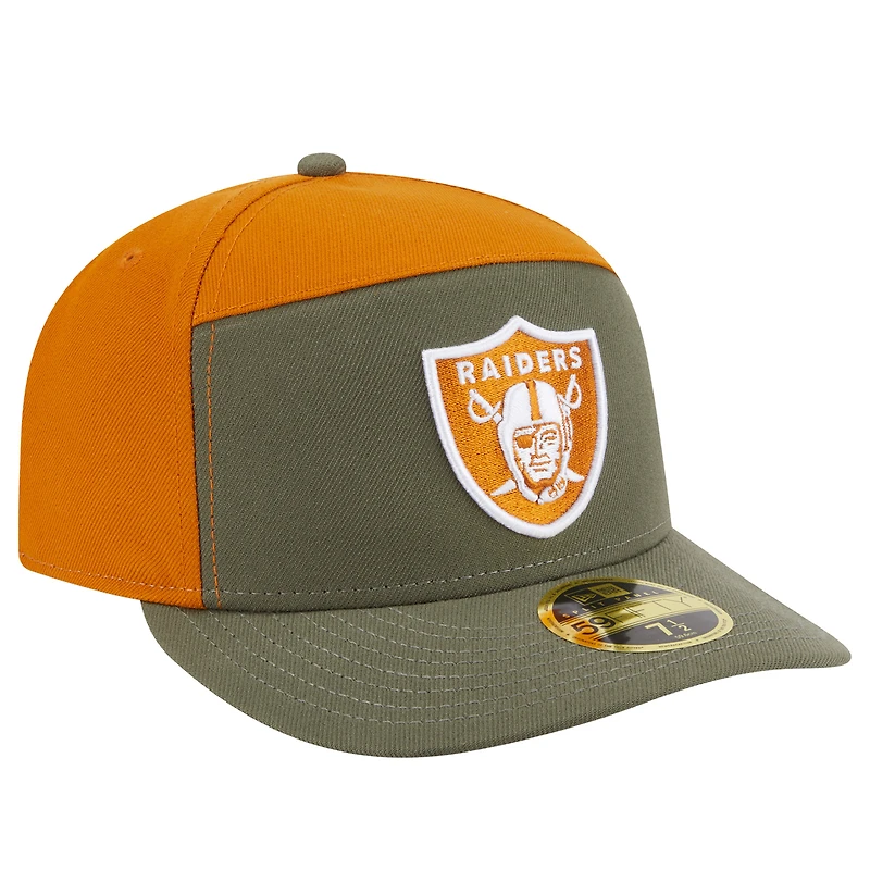 Men's New Era Olive/Brown Las Vegas Raiders Two-Tone Color Pack Split Panel 59FIFTY Fitted Hat