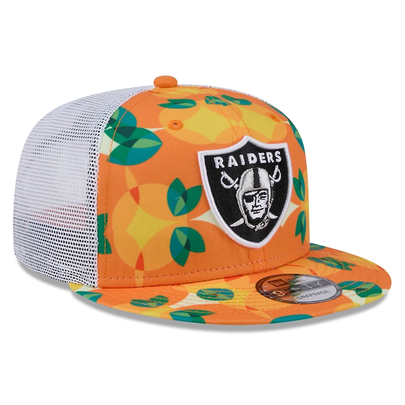 Casquette snapback orange Las Vegas Raiders Citrus 9FIFTY Trucker de New Era pour homme