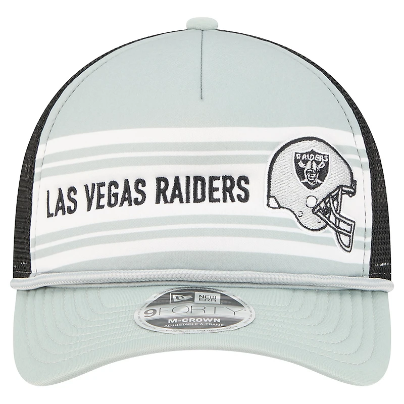 Casquette ajustable 9FORTY linéaire à cadre en A argentée New Era pour homme des Las Vegas Raiders