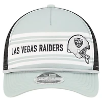Men's New Era  Silver Las Vegas Raiders  Linear A-Frame 9FORTY Adjustable Hat
