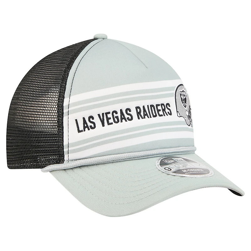 Men's New Era  Silver Las Vegas Raiders  Linear A-Frame 9FORTY Adjustable Hat