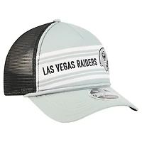 Men's New Era  Silver Las Vegas Raiders  Linear A-Frame 9FORTY Adjustable Hat