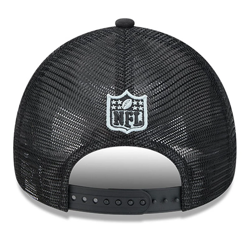 Casquette réglable de camionneur A-Frame New Era pour hommes, pierre/noir, Las Vegas Raiders 2024 Sideline Historic 9FORTY
