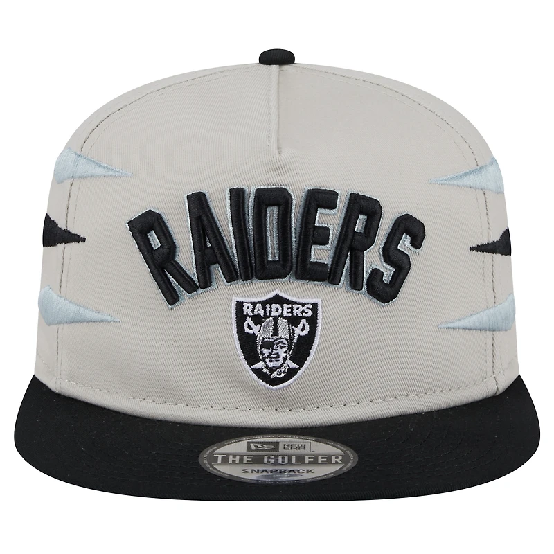 Men's New Era Stone/Black Las Vegas Raiders Athletic Golfer Snapback Hat