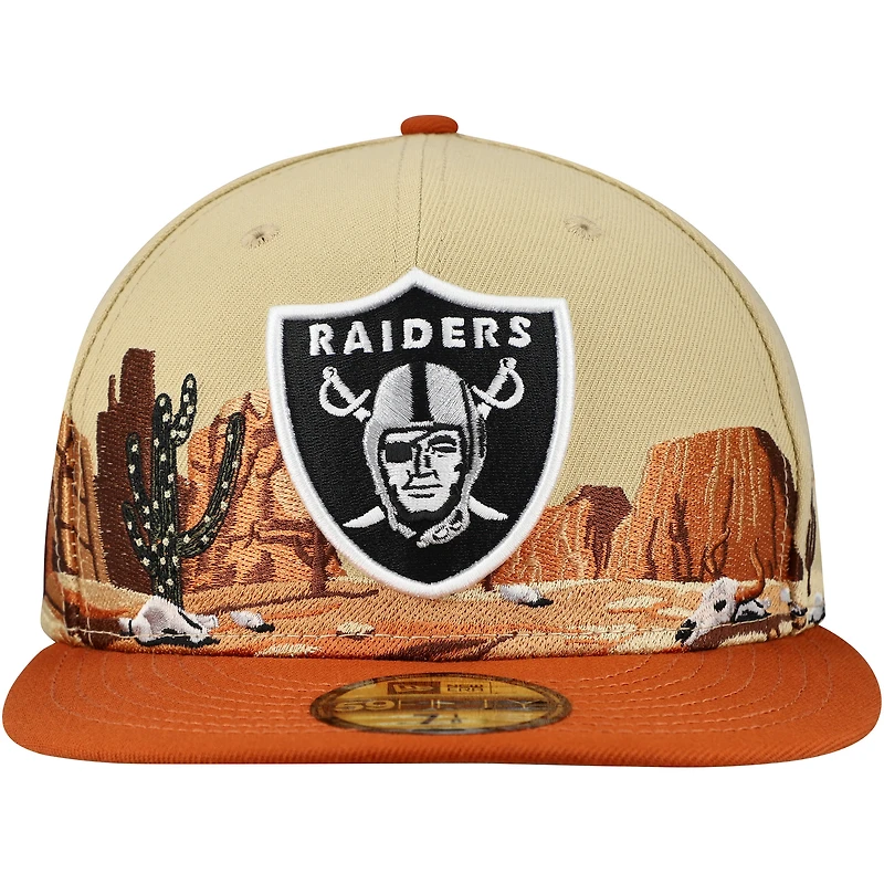 Men's New Era Tan Las Vegas Raiders Landscape 59FIFTY Fitted Hat