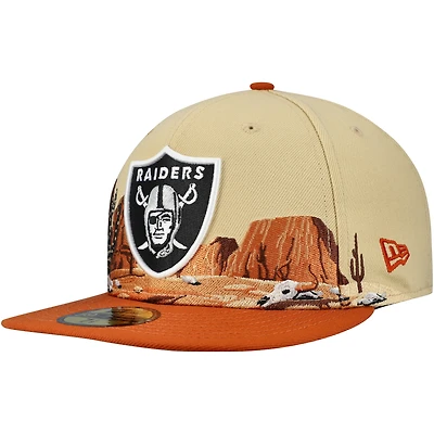 Men's New Era Tan Las Vegas Raiders Landscape 59FIFTY Fitted Hat