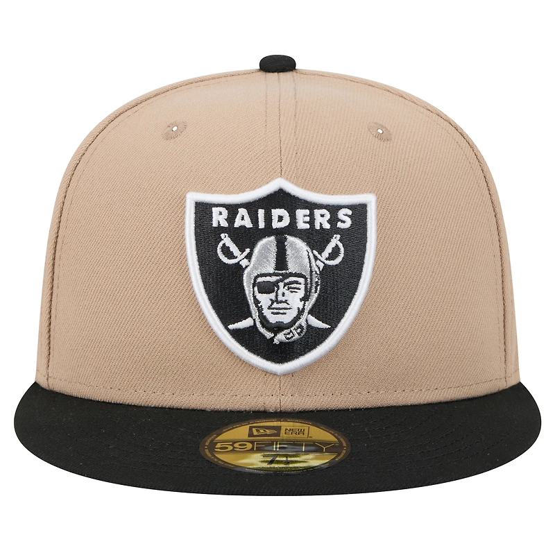 Men's New Era Tan Las Vegas Raiders  Logo Main 59FIFTY Fitted Hat