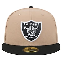 Men's New Era Tan Las Vegas Raiders  Logo Main 59FIFTY Fitted Hat