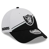 Men's New Era  White/Black Las Vegas Raiders 2023 Sideline 9FORTY Adjustable Hat