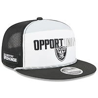 Men's New Era White/Black Las Vegas Raiders 2025 Inspire Change Split Panel 9FIFTY Snapback Hat