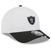 Men's New Era  White/Black Las Vegas Raiders 2025 NFL Training Camp A-Frame 9FORTY Adjustable Hat