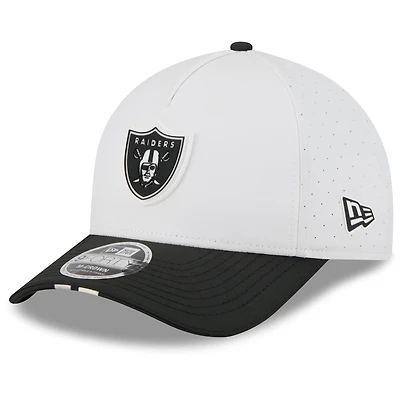 Men's New Era  White/Black Las Vegas Raiders 2025 NFL Training Camp A-Frame 9FORTY Adjustable Hat