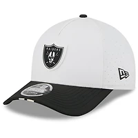 Men's New Era  White/Black Las Vegas Raiders 2025 NFL Training Camp A-Frame 9FORTY Adjustable Hat