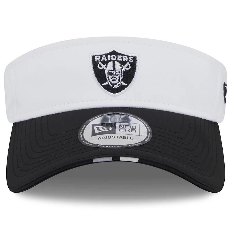 Men's New Era  White/Black Las Vegas Raiders 2025 NFL Training Camp Adjustable Visor