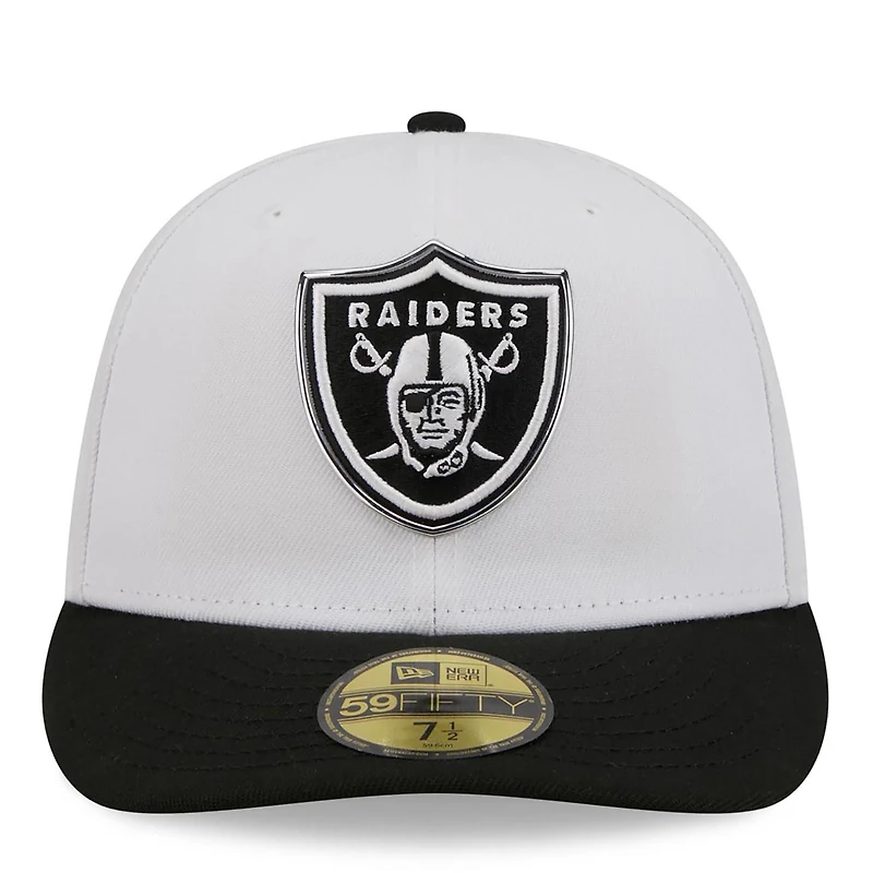 Men's New Era  White/Black Las Vegas Raiders 2026 NFL Draft Pre-Curved 59FIFTY Fitted Hat