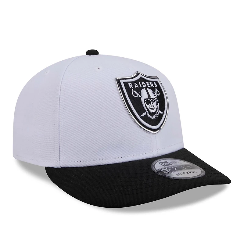 Men's New Era White/Black Las Vegas Raiders 2026 NFL Draft Pre-Curved 9FIFTY Snapback Hat