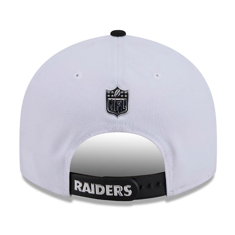 Men's New Era White/Black Las Vegas Raiders 2026 NFL Draft Pre-Curved 9FIFTY Snapback Hat
