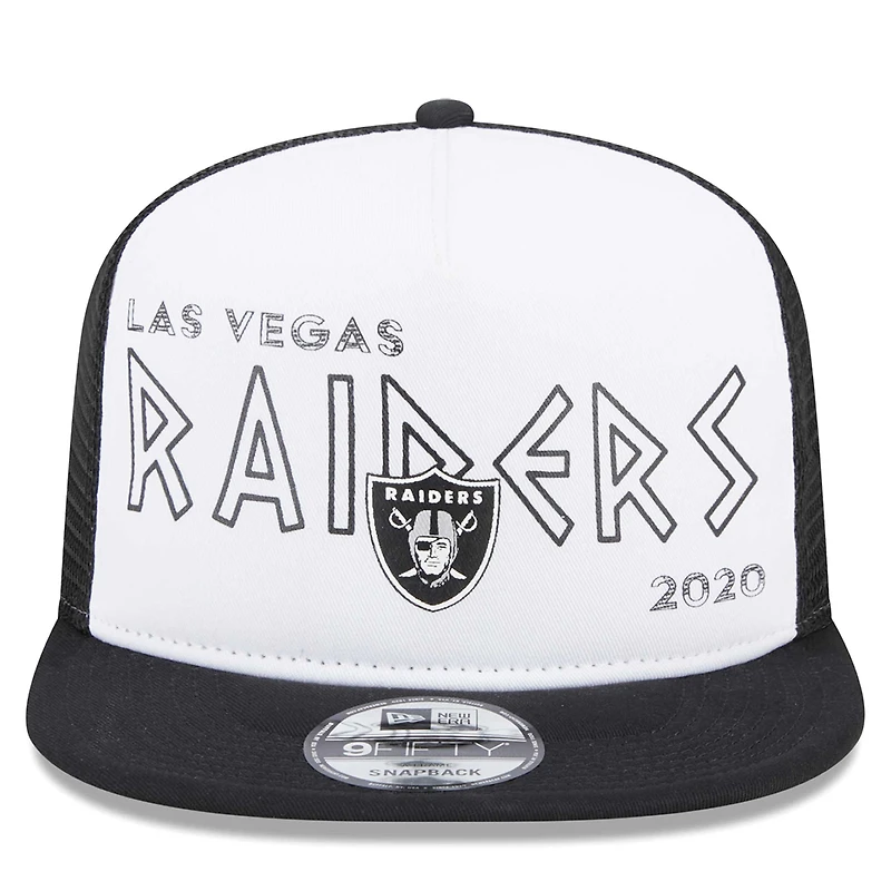 Casquette Snapback Trucker Snapback Las Vegas Raiders Banger 9FIFTY New Era pour hommes, blanc/noir