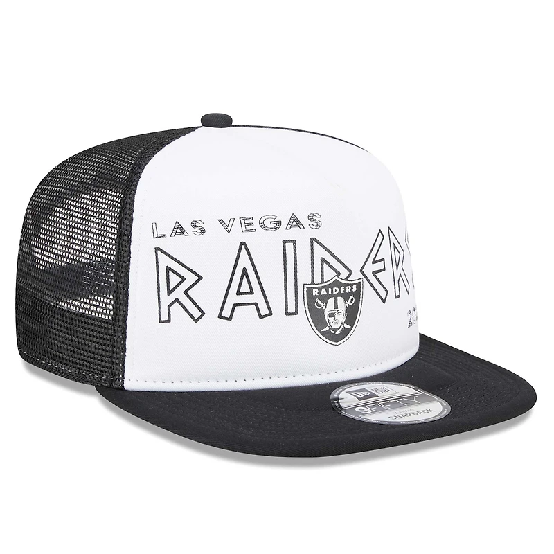 Casquette Snapback Trucker Snapback Las Vegas Raiders Banger 9FIFTY New Era pour hommes, blanc/noir