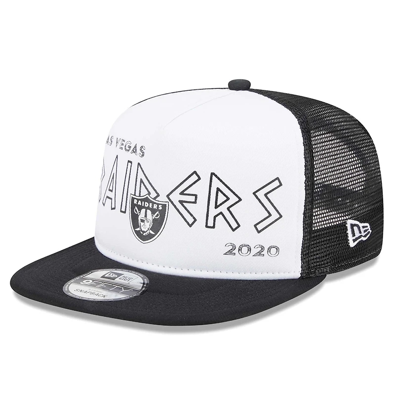 Casquette Snapback Trucker Snapback Las Vegas Raiders Banger 9FIFTY New Era pour hommes, blanc/noir