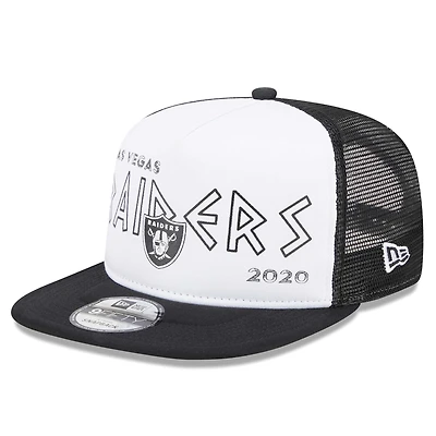 Casquette Snapback Trucker Snapback Las Vegas Raiders Banger 9FIFTY New Era pour hommes, blanc/noir
