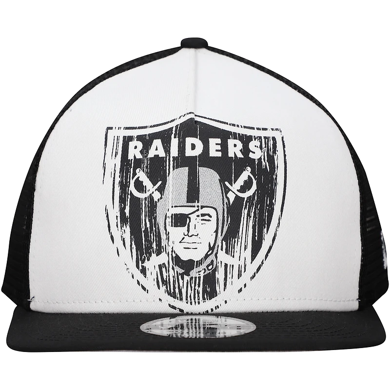 Men's New Era White/Black Las Vegas Raiders Distressed 9FIFTY A-Frame Snapback Hat