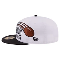 Casquette ajustée New Era 59FIFTY pour homme, blanche et noire, Las Vegas Raiders, style rétro.