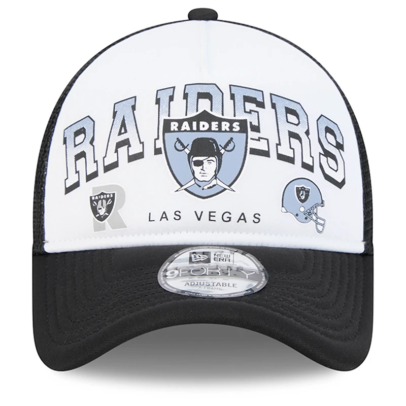 Casquette réglable New Era Las Vegas Raiders Retro Wordmark A-Frame 9FORTY blanc/noir pour hommes