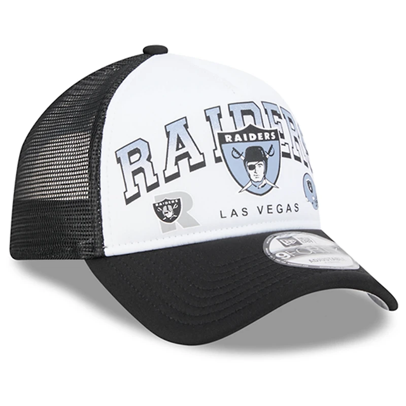 Casquette réglable New Era Las Vegas Raiders Retro Wordmark A-Frame 9FORTY blanc/noir pour hommes