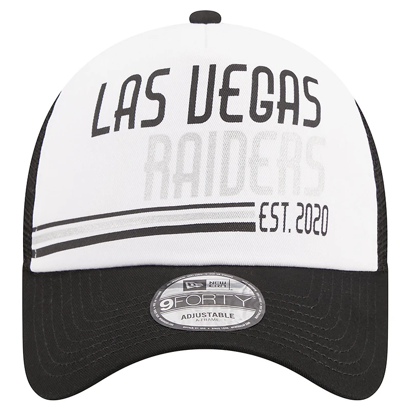 Men's New Era /Black Las Vegas Raiders Stacked A-Frame Trucker 9FORTY Adjustable Hat