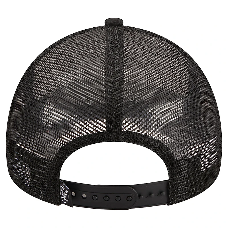 Men's New Era /Black Las Vegas Raiders Stacked A-Frame Trucker 9FORTY Adjustable Hat