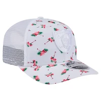 Casquette extensible à bouton-pression New Era blanche Las Vegas Raiders Adventure Flamingo Pattern 9SEVENTY pour homme