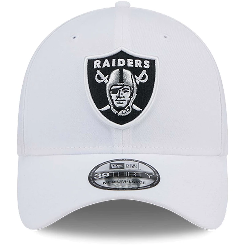 Men's New Era White Las Vegas Raiders Main 39THIRTY Flex Hat