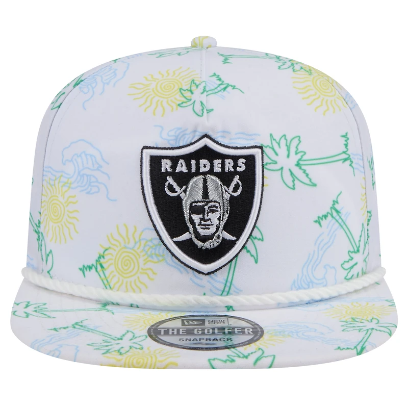 Casquette Snapback New Era Las Vegas Raiders Vacay Golfer pour hommes, blanche