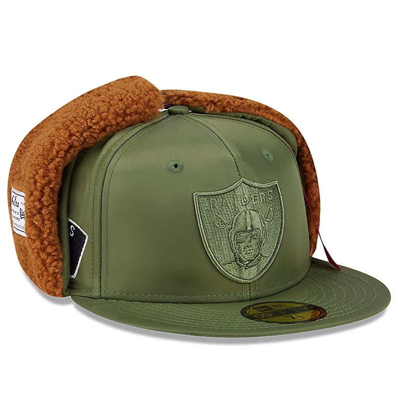 Men's New Era x Alpha Industries Olive Las Vegas Raiders Dog Ears 59FIFTY Fitted Hat