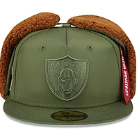 Men's New Era x Alpha Industries  Olive Las Vegas Raiders Dog Ears 59FIFTY Fitted Hat