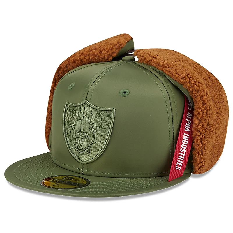 Casquette ajustée 59FIFTY olive Las Vegas Raiders pour homme New Era x Alpha Industries
